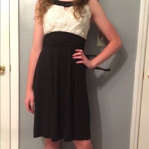 black and white rose detail dress